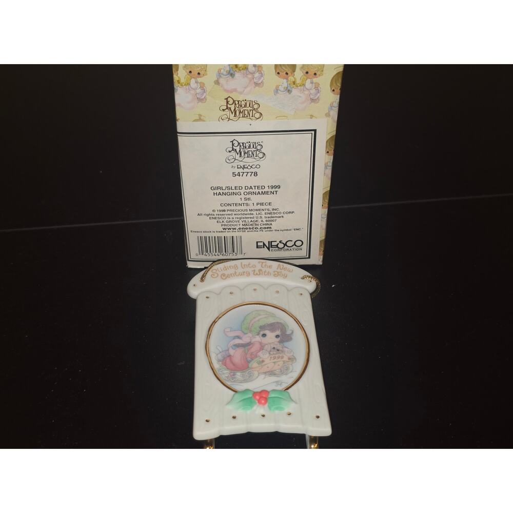Precious Moments‎ Enesco Girl Sled Dated 1999 Ornament 547778